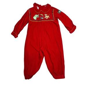 Disney Store Y2K The Lion King simba red plaid embroidered romper size 18 month